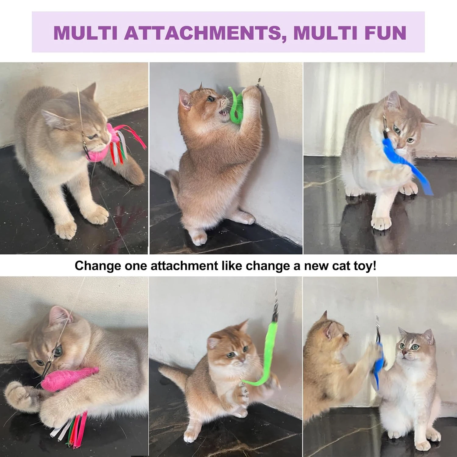 Juguete interactivo retráctil para gatos con varita