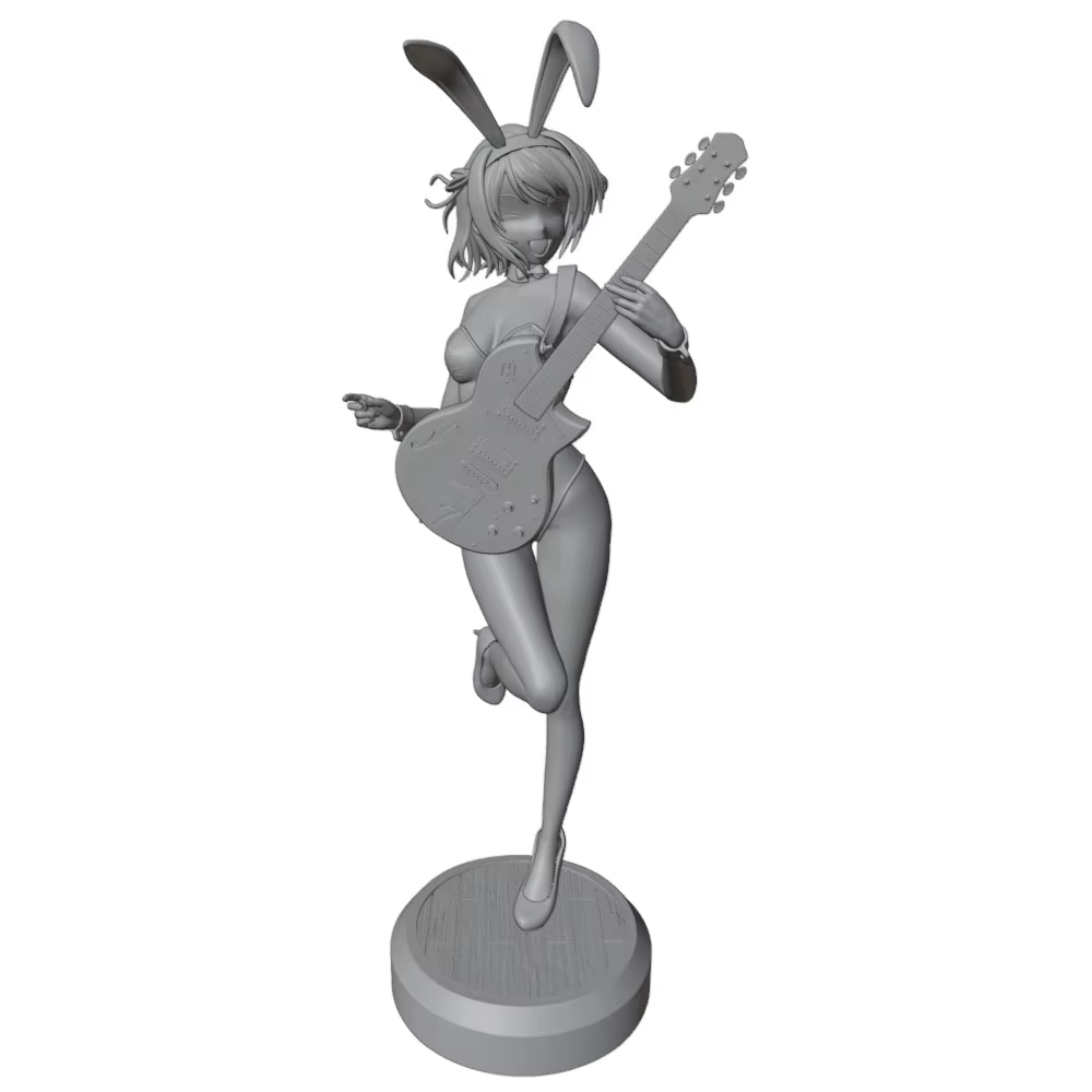 Figura de resina en miniatura de chica con guitarra, 3D