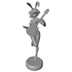 Figura de resina en miniatura de chica con guitarra, 3D
