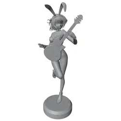 Figura de resina en miniatura de chica con guitarra, 3D