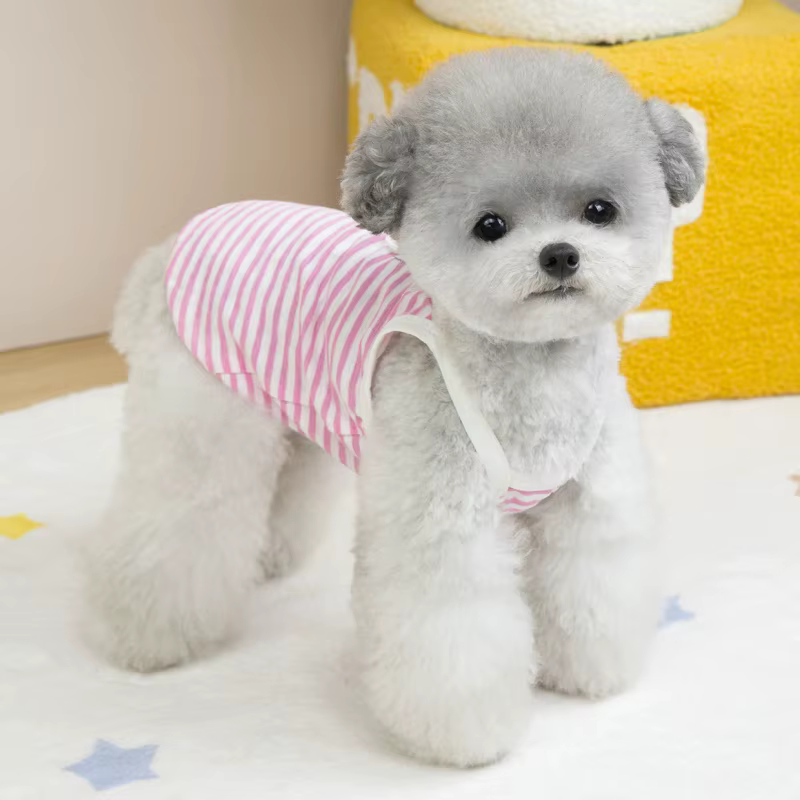Chaleco a rayas para perros y gatos – Top de verano con osito - imagen 3