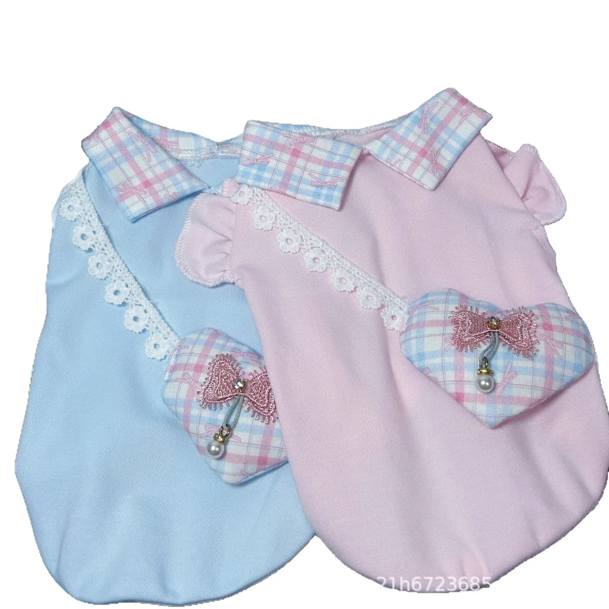 Camiseta sin mangas de verano para perros cachorros con corazones - imagen 2