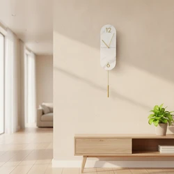Reloj de pared moderno con péndulo silencioso metal salón
