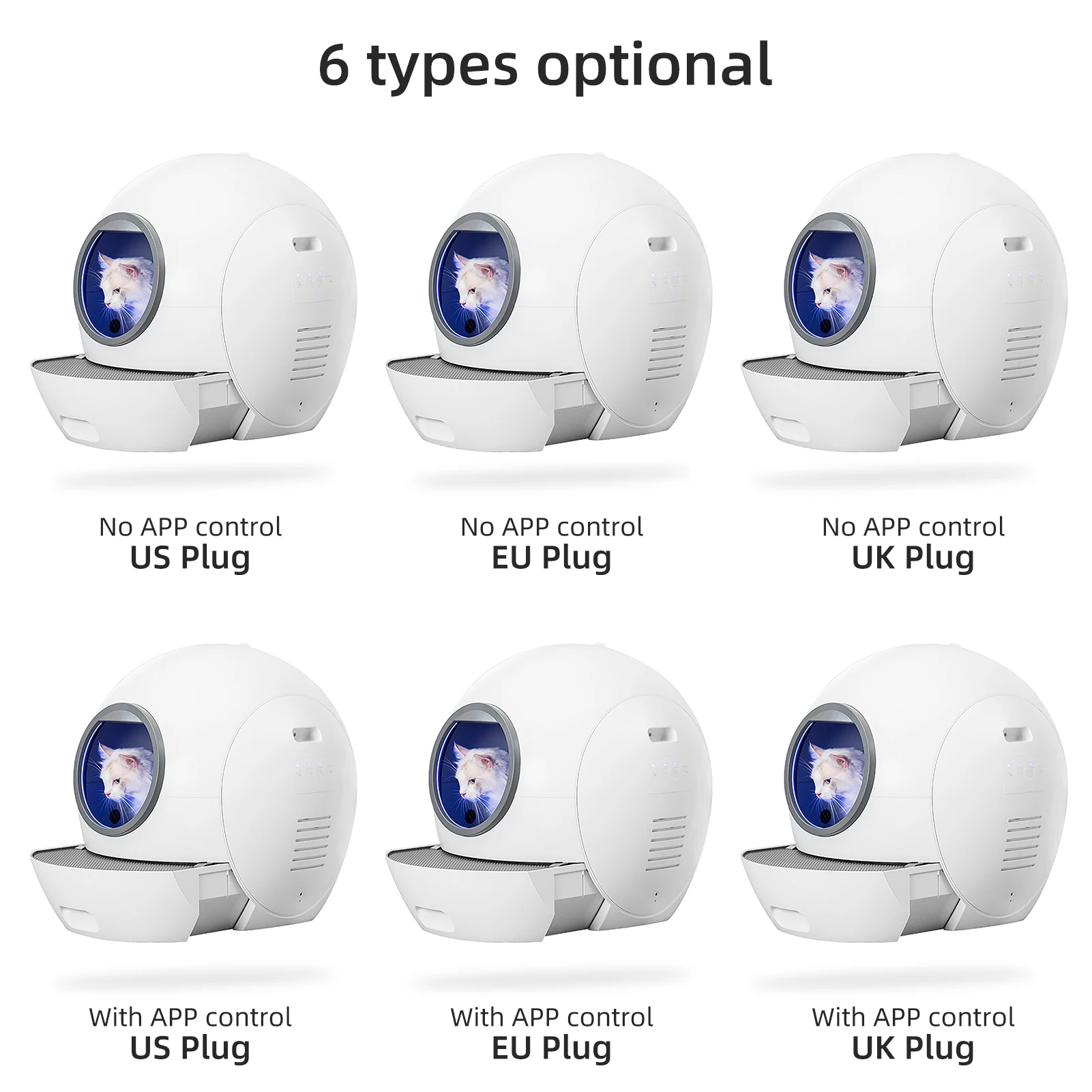 Gato usando la caja de arena inteligente VOFORD