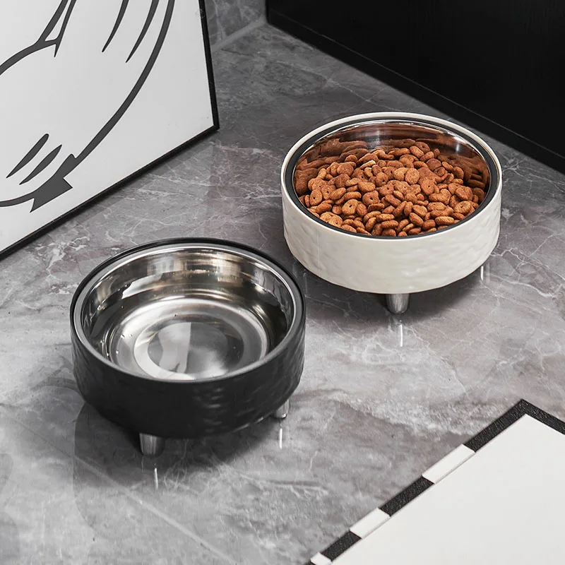 Cuenco de acero inoxidable con diseño de ondas para mascotas