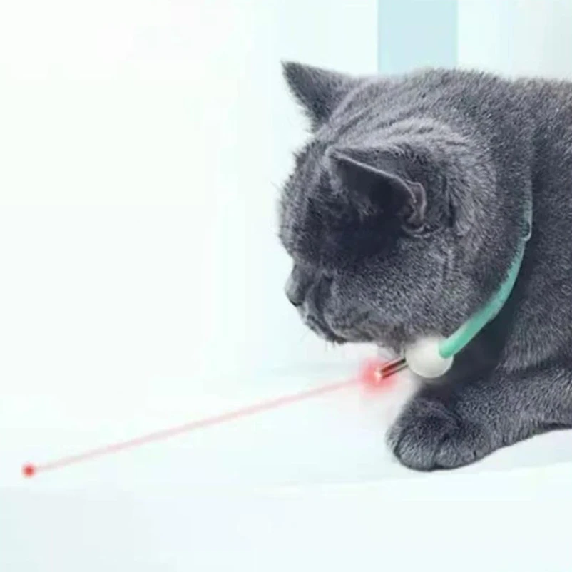 Collar láser inteligente ajustado al cuello de un gato