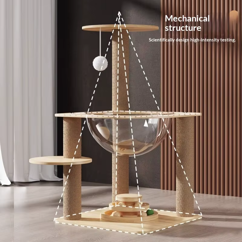 Árbol compacto para gatos con cápsula, cama y rascador de sisal - imagen 3