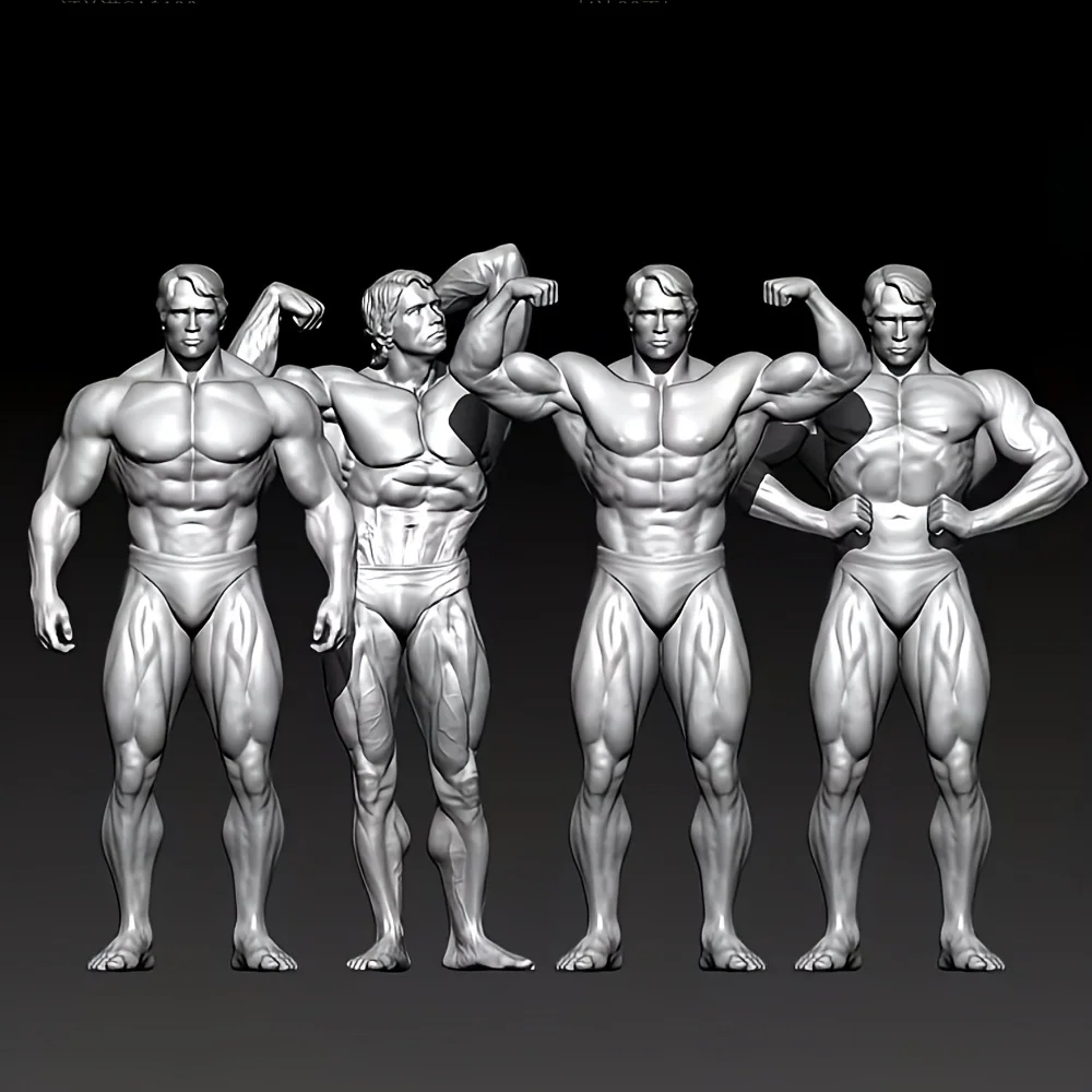 Figuras fitness escala 1/24 para RPG – 4 miniaturas resina sin pintar - imagen 2