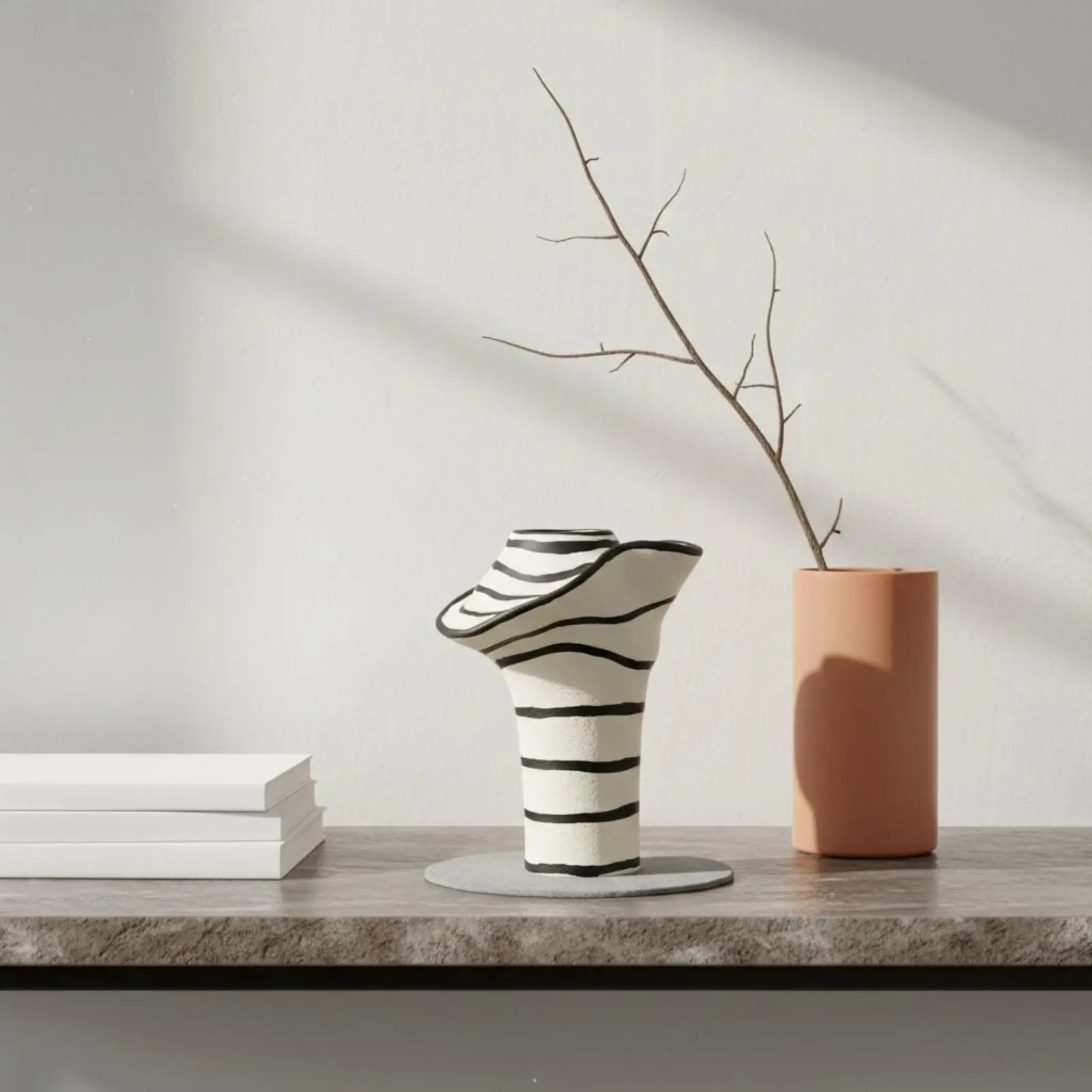 Florero moderno a rayas llamativo, decoración resistente para hogar - imagen 5