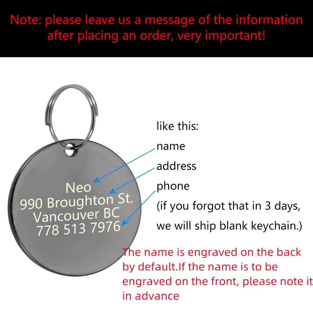 Placa identificación grabada para perros y gatos de bronce, con nombre