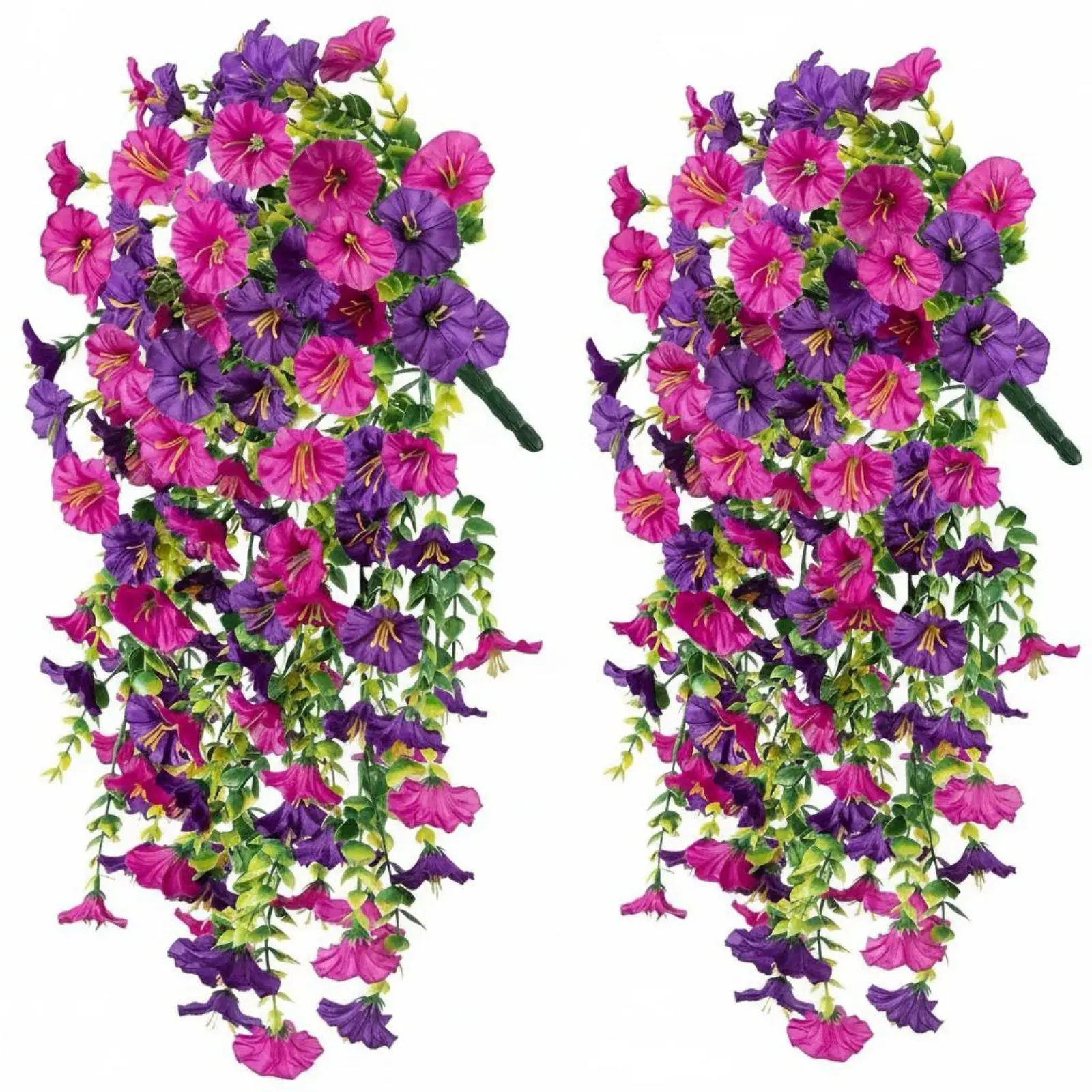Guirnalda de flores artificiales violetas – Enredadera realista para interiores