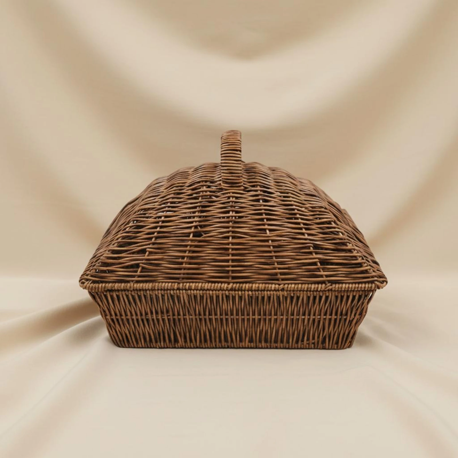 Cesta de pan con tapa de mimbre redonda, artesanal para cocina - imagen 3