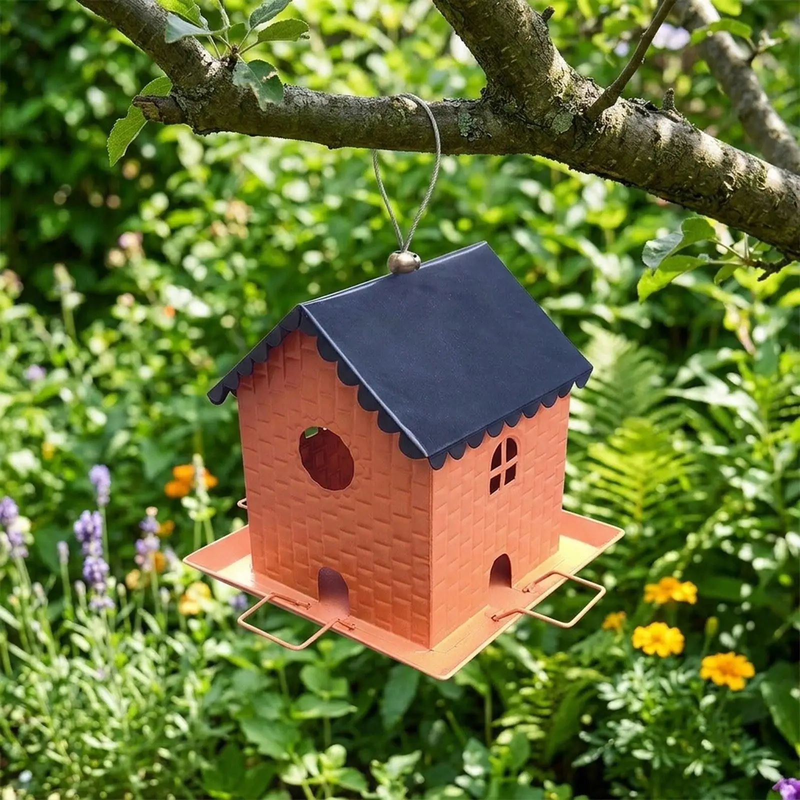 Comedero para pájaros en forma de casa, bandeja colgante exterior - imagen 4