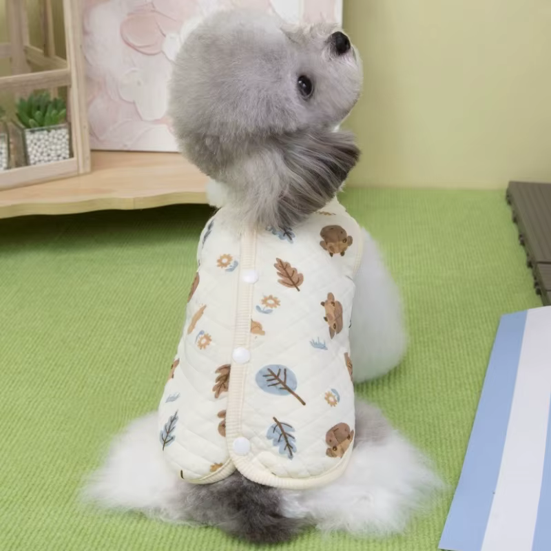 Chaqueta cálida con estampado de oso para perro Bichon y gatos
