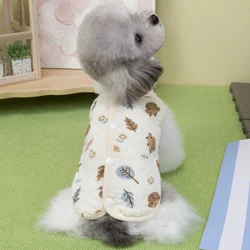 Chaqueta cálida con estampado de oso para perro Bichon y gatos