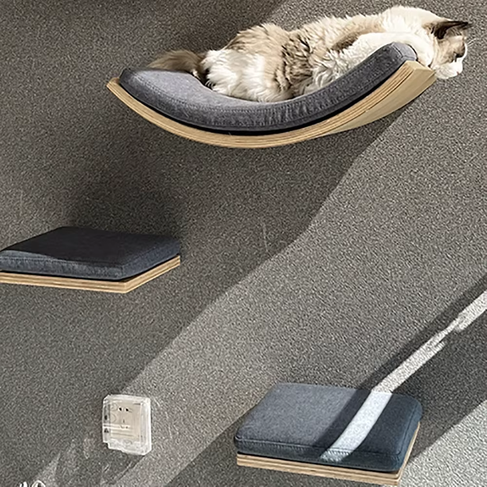 Plataforma pared fieltro multi-forma para gato – Área juego - imagen 4