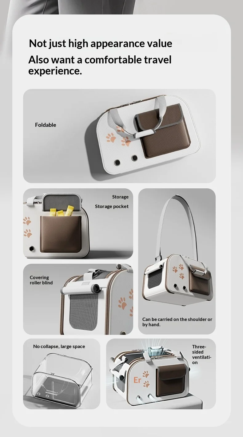 Vista de la mochila porta mascotas para llevar al hombro o cruzada