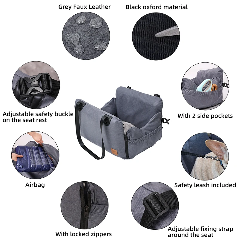 Cama coche inflable lavable perros pequeños con correa y bolsa viaje - imagen 4