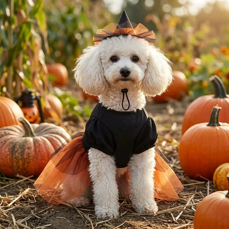 Disfraz de Bruja para Perro con Sombrero y Tutú – Atrezzo para Halloween - imagen 5