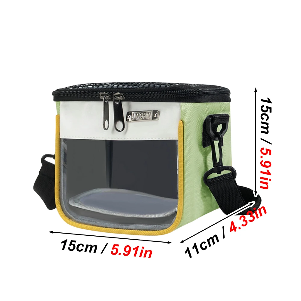 Bolsa bandolera transpirable con malla y ventana para hámsteres, loros