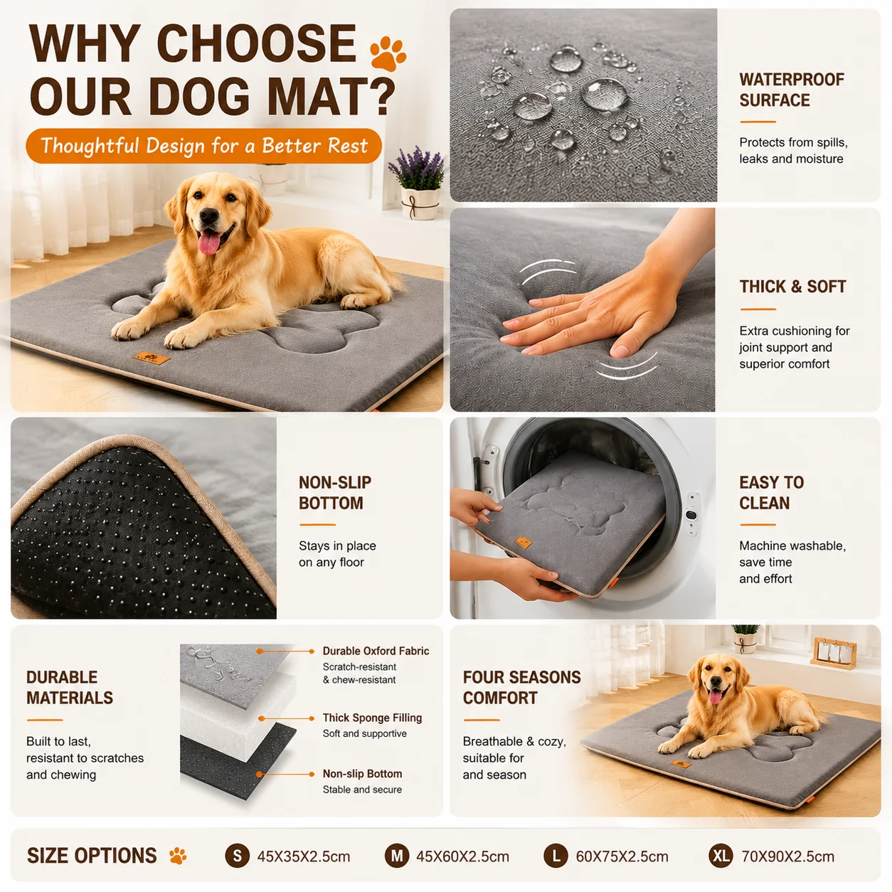 Colchoneta impermeable reversible para perros grandes y medianos - imagen 5
