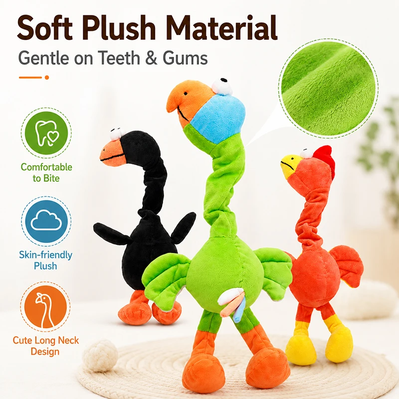 Juguete peluche pájaro con sonido para perros: masticar y tirar - imagen 2