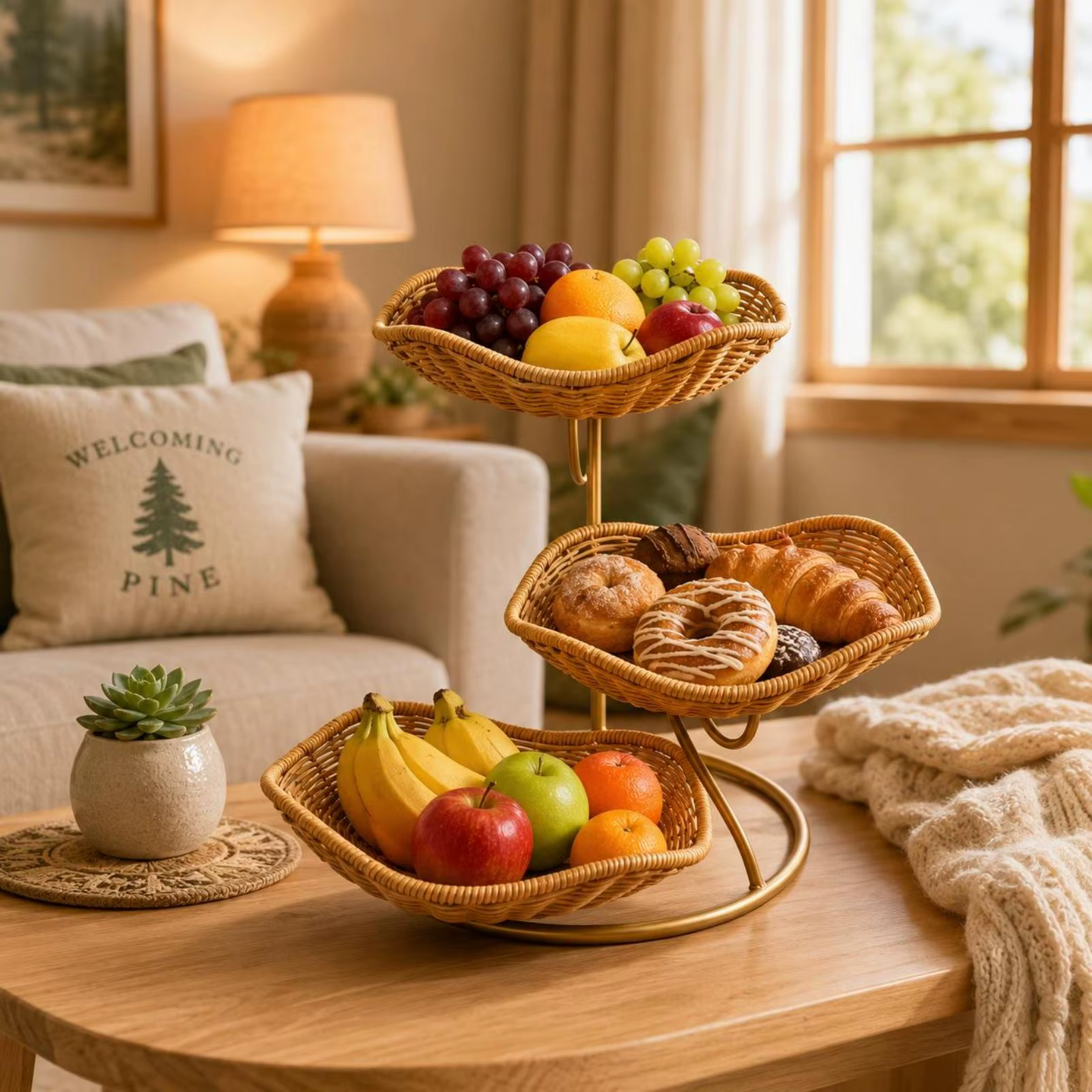 Organizador Cesta de Frutas 3 Niveles con Soporte Metálico - imagen 3