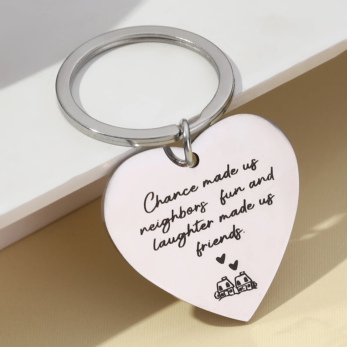 Llavero corazón de acero inoxidable para regalo de inauguración de casa - imagen 3