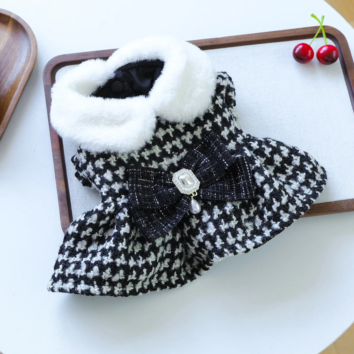 Vestido princesa para perro con lazo y falda a cuadros – Otoño invierno - imagen 3