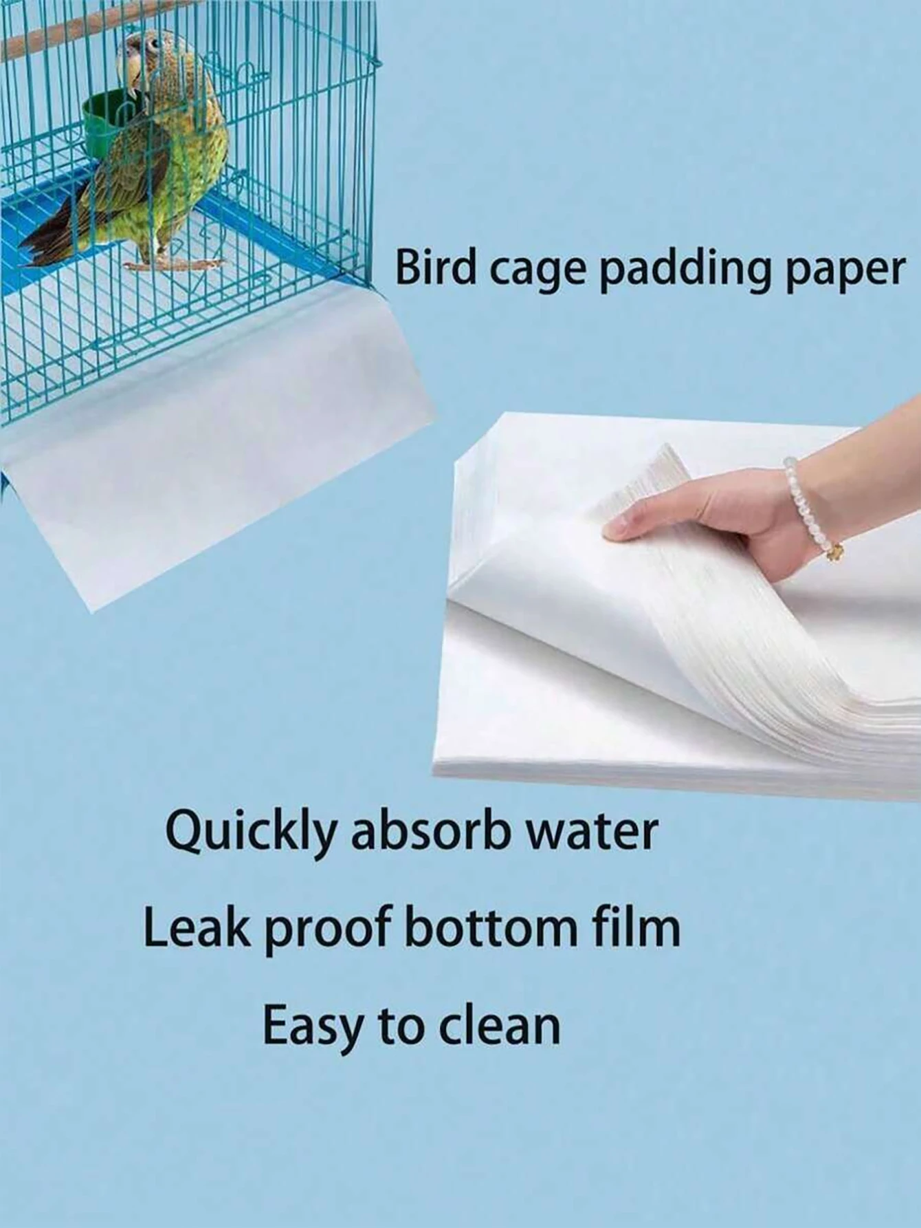 Empapadores desechables absorbentes para jaulas de pájaros y loros