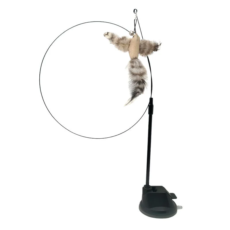 Palo interactivo para gatos con plumas y ventosa - imagen 2