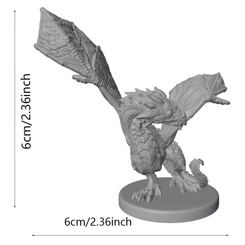 Figura de dragón en miniatura para pintar – Modelo de resina impreso en 3D