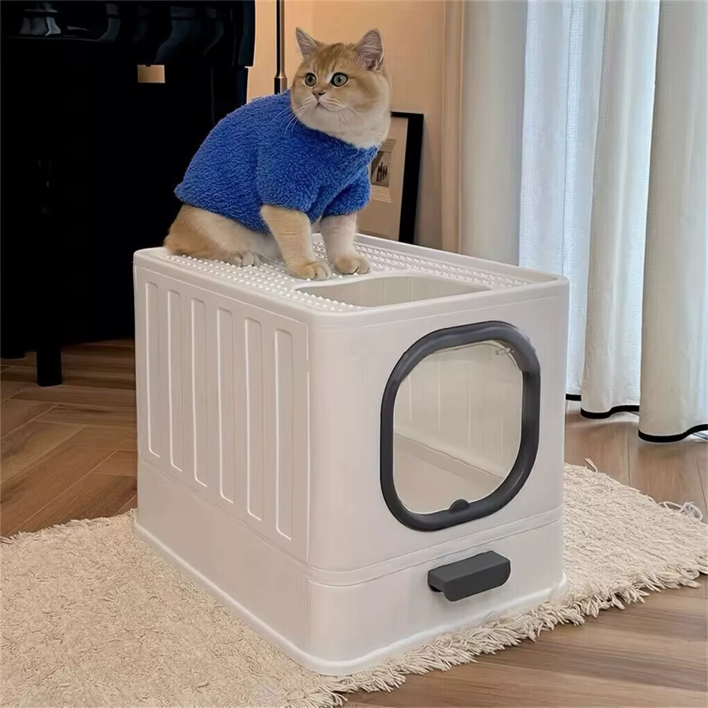 Arenero grande con tapa, pala y cajón tamiz para gatos - imagen 4