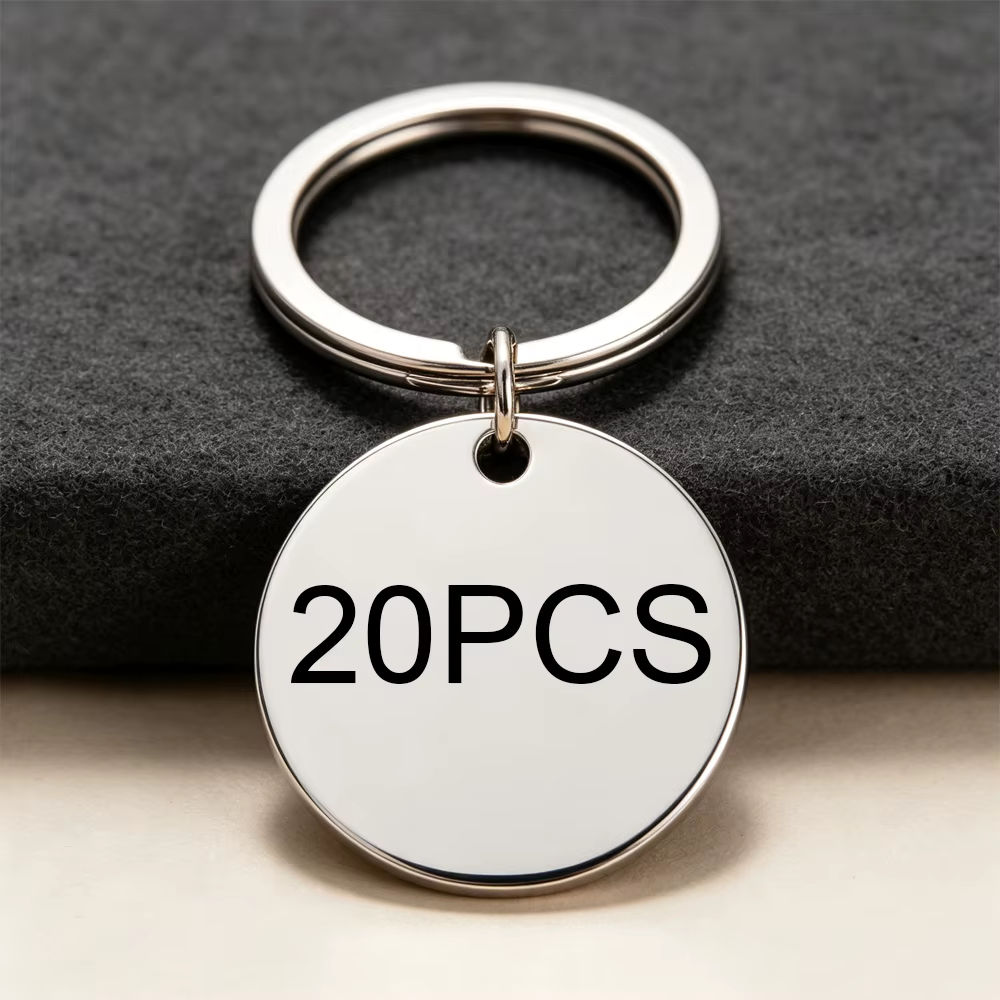 20 Llaveros en Blanco Acero Inox – Discos Redondos para Grabar - imagen 5