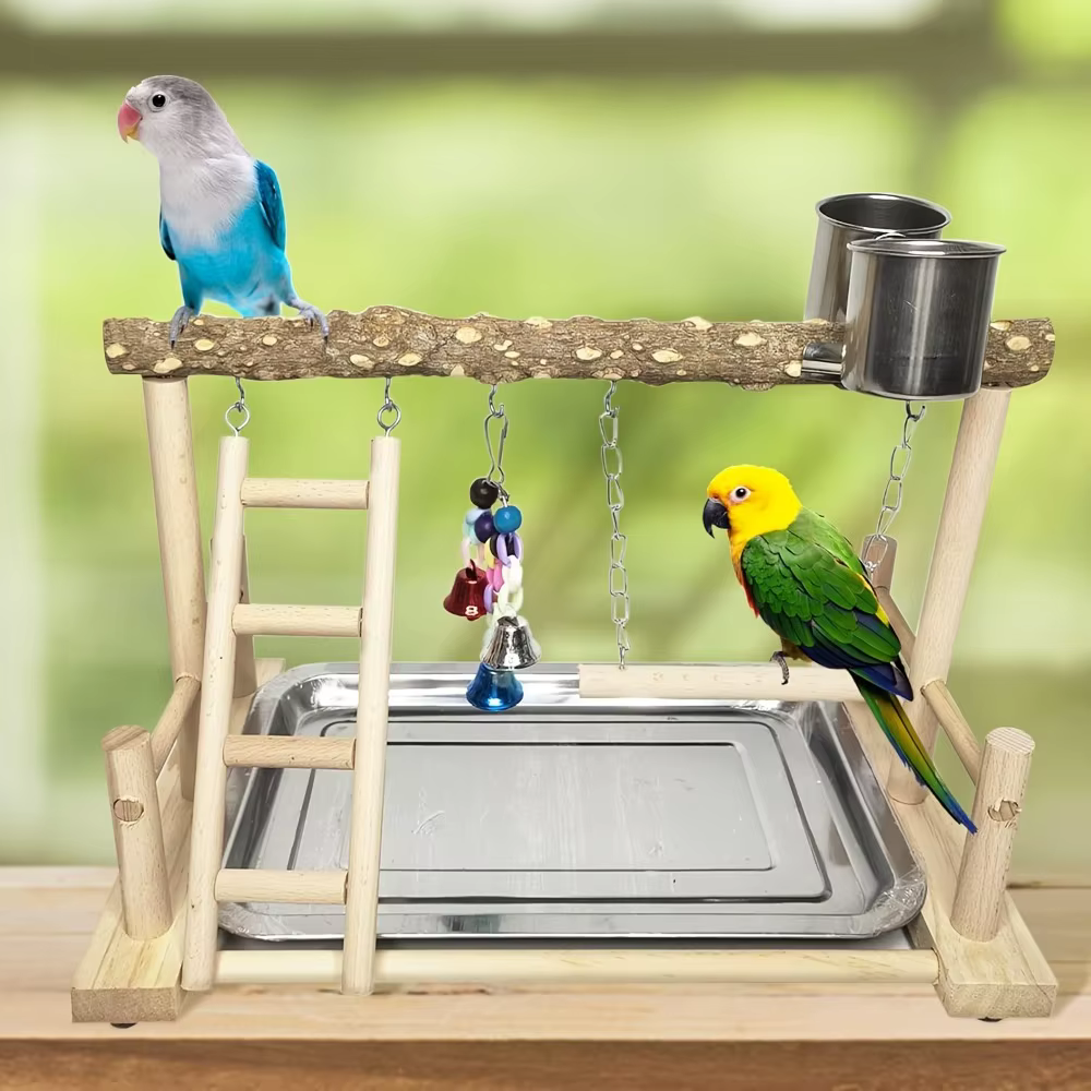 Parque de juegos de madera para loros: gimnasio con columpios - imagen 4