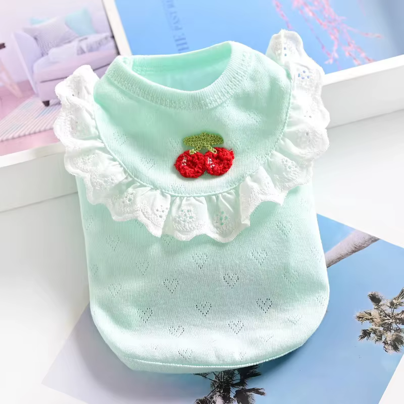 Camiseta sin mangas transpirable para perros pequeños con cerezas - imagen 5