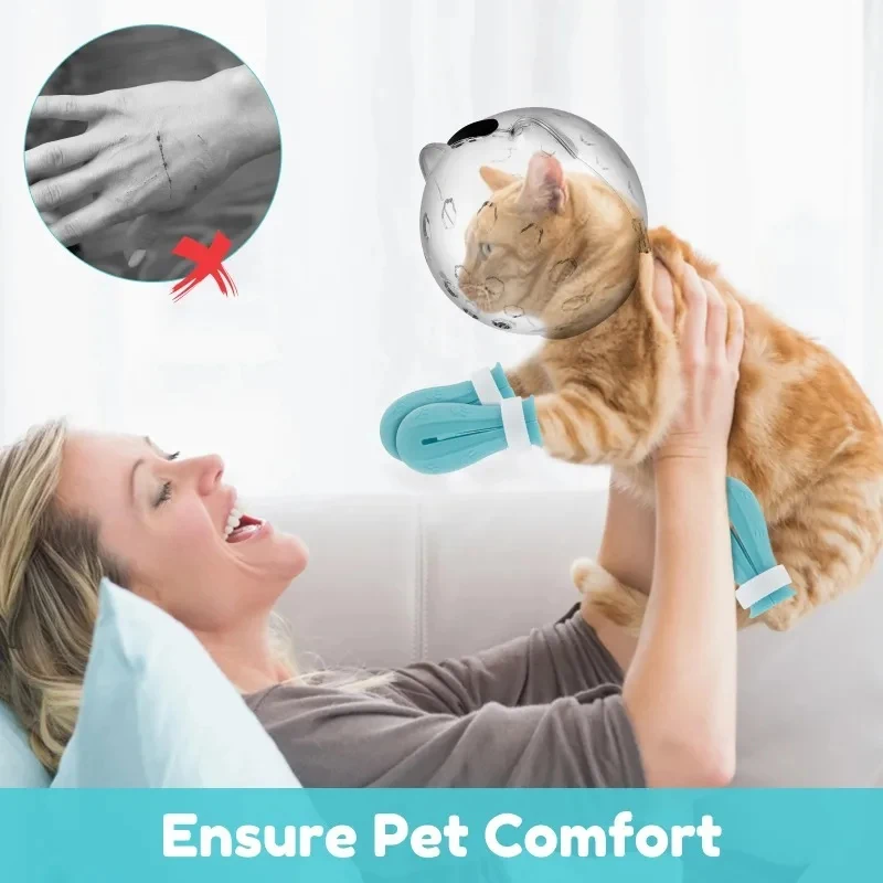 Gorro transpirable antillamidas para gatos con cubre-patas de silicona - imagen 4