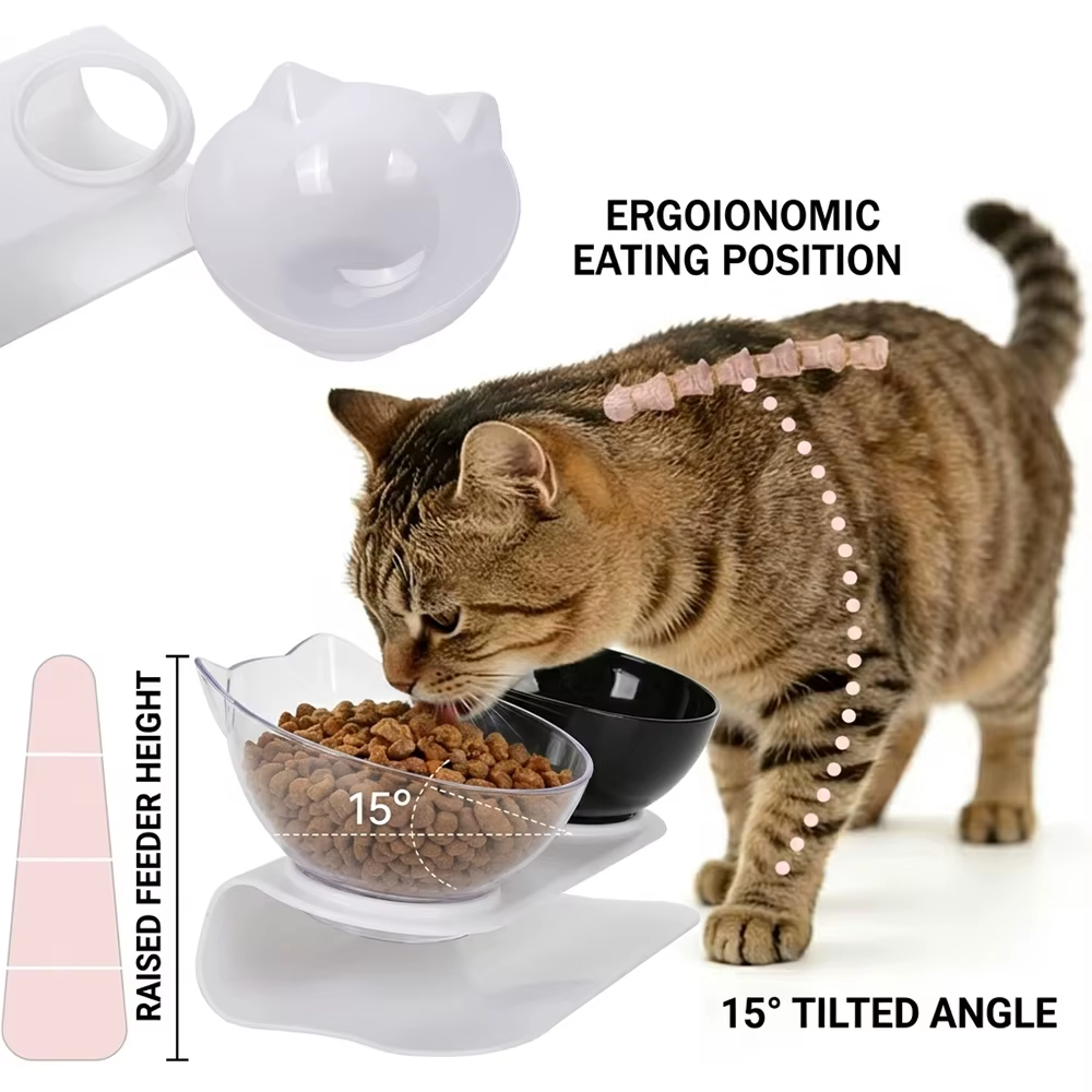 Comedero doble antideslizante para gatos y cachorros, ergonómico - imagen 5