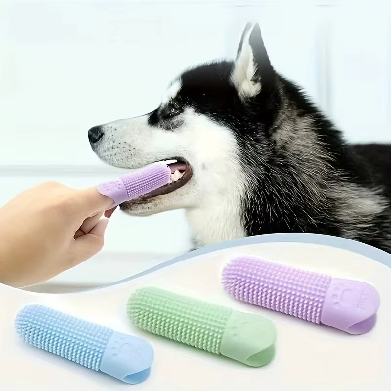 Cepillo dental de silicona 360° para perros y gatos – diseño