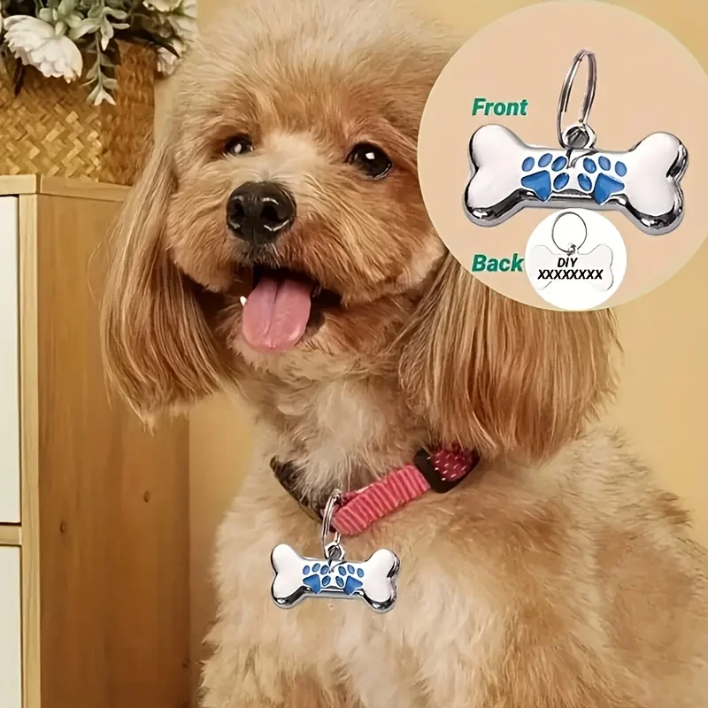 Placa de identificación antipérdida para perros con nombre grabado - imagen 2