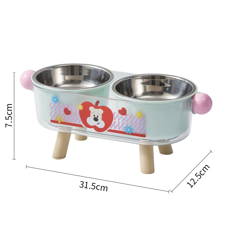 Tazón de acero inoxidable con soporte cuello para gatos y perros