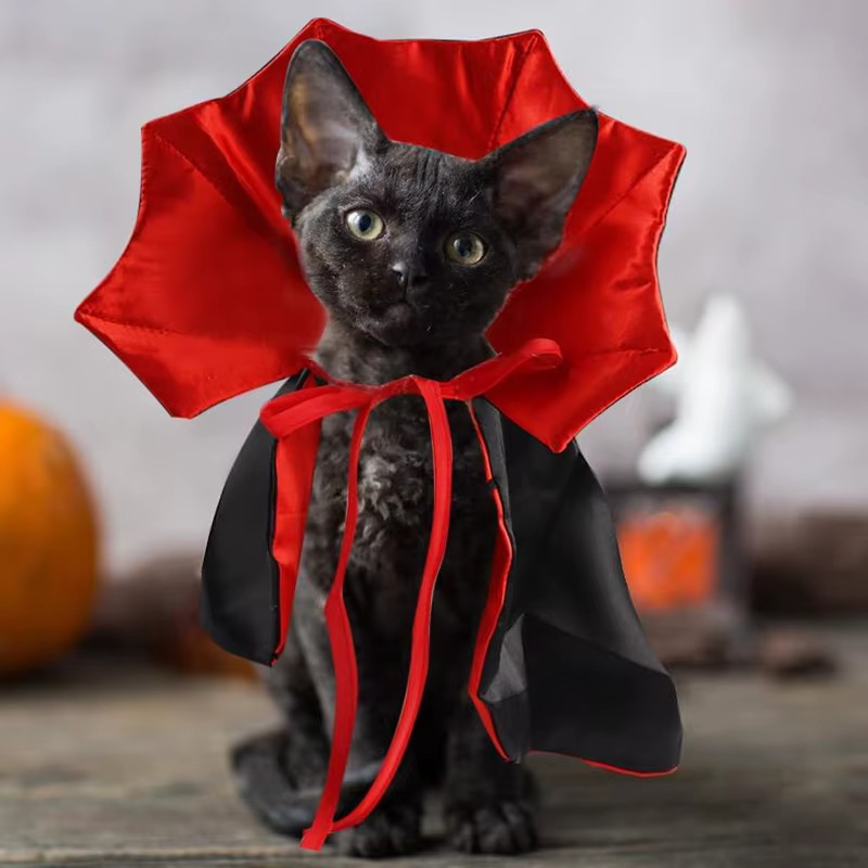 Disfraz de vampiro para perro y gato con capa ajustable Halloween