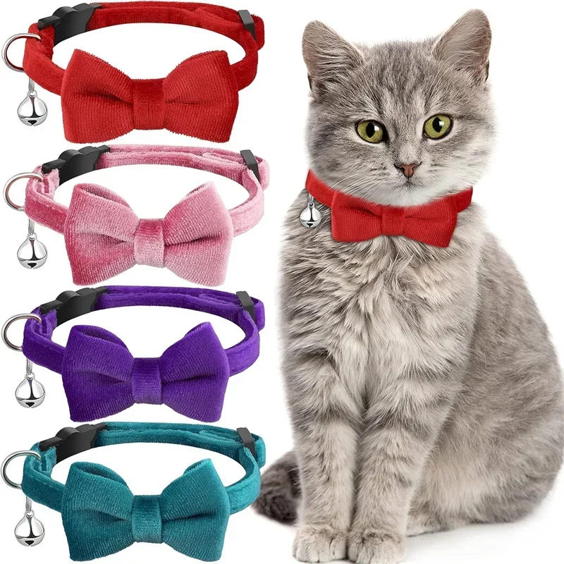 Collar de terciopelo multicolor para perros y gatos