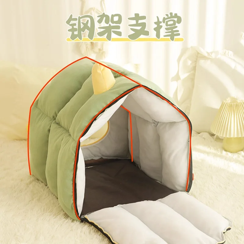 Cama cálida y cerrada para gatos, nido acogedor