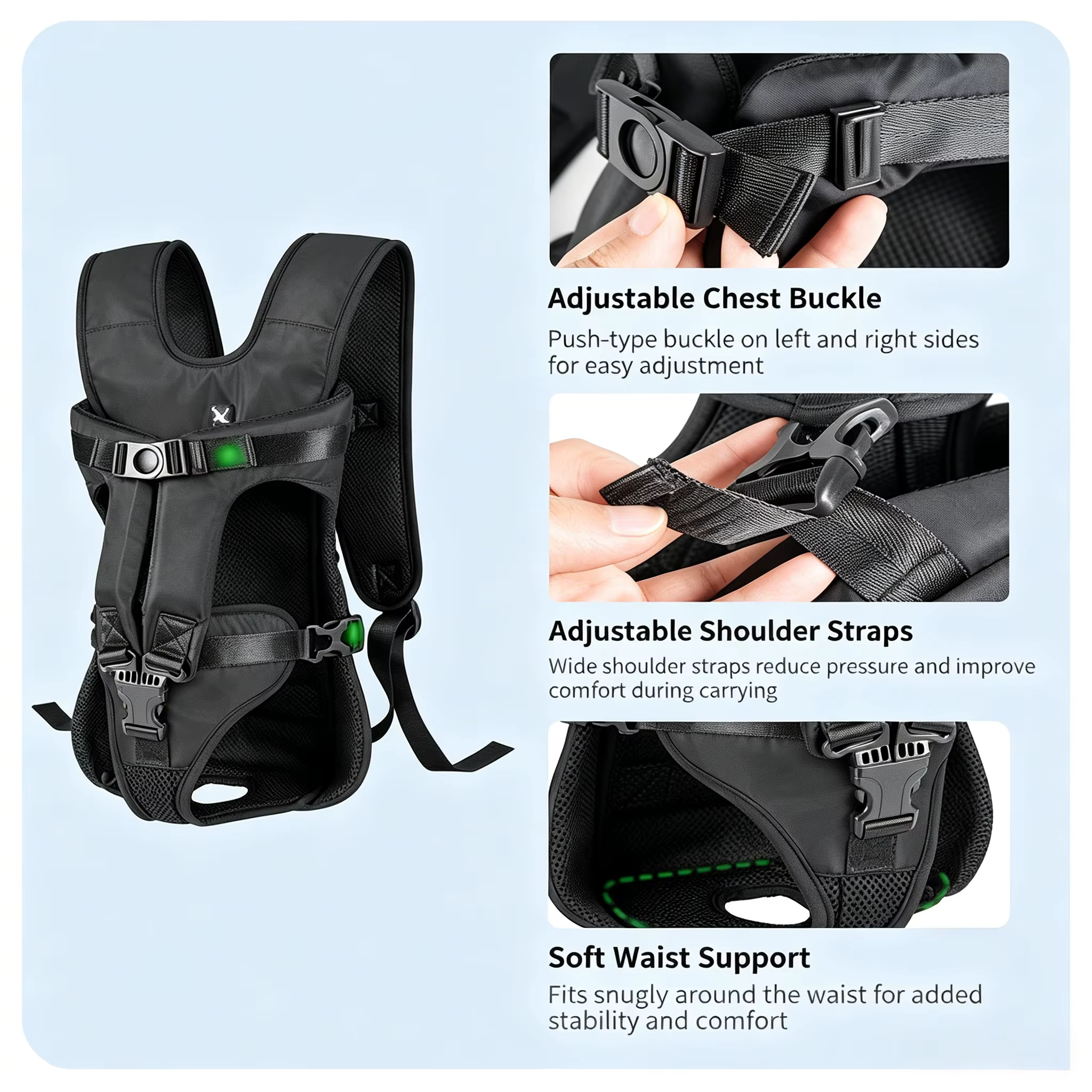 Mochila transportadora ajustable y transpirable para perros y gatos - imagen 4