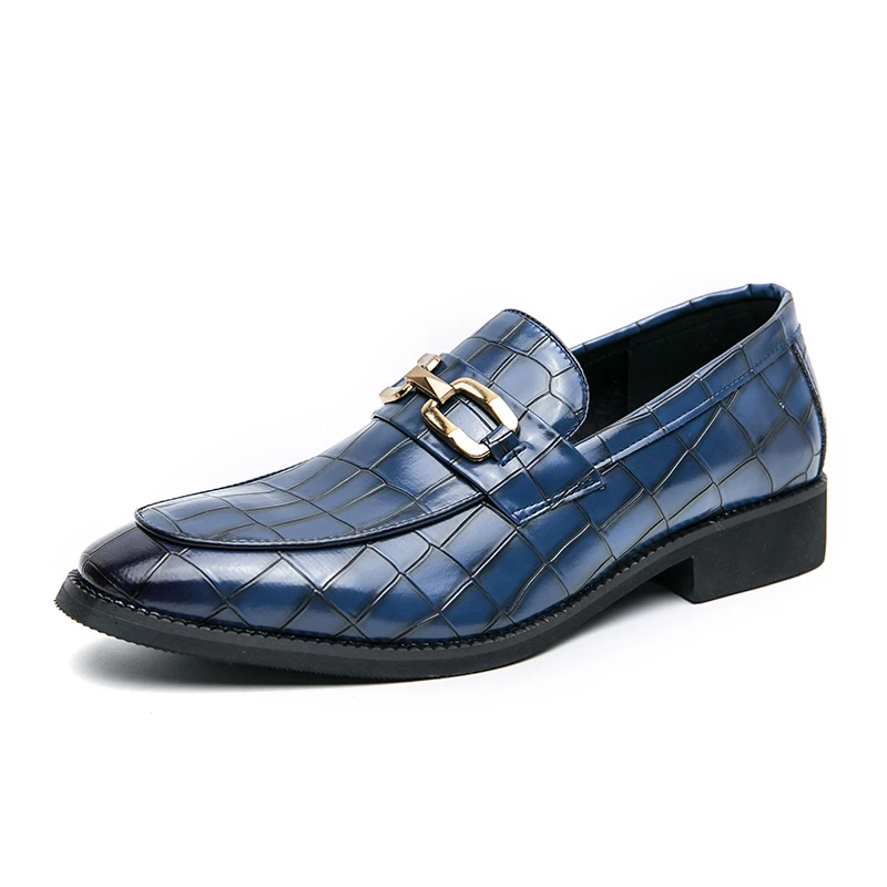 Mocasines de cuero para hombre casual diseño cuadros punta pico - imagen 4
