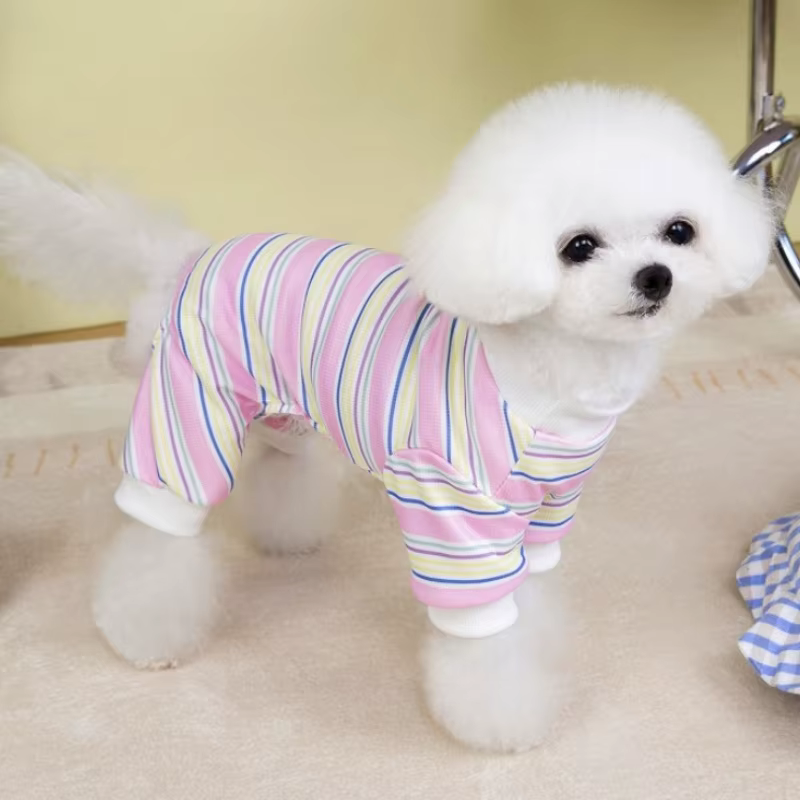 Pijama a rayas para perros y gatos – Mono suave de Chihuahua - imagen 2