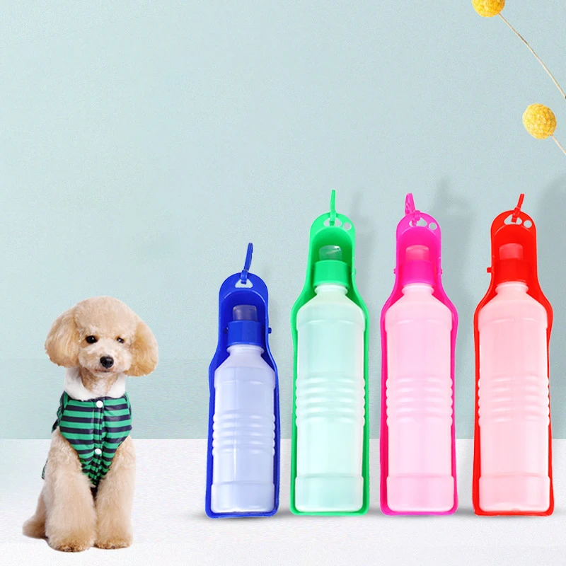 Botella de agua portátil para perro y gato en uso exterior