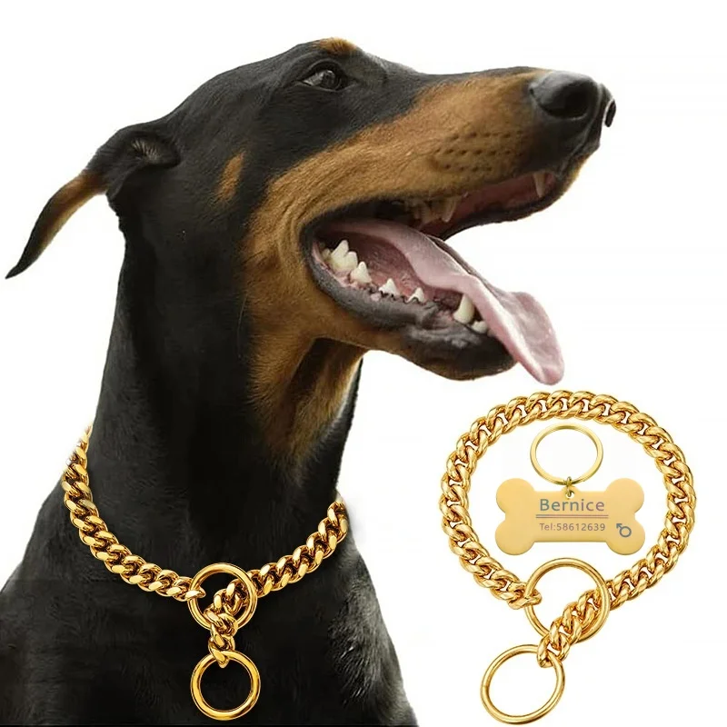 Collar cadena cubana para perros paseo entrenamiento cualquier tamaño