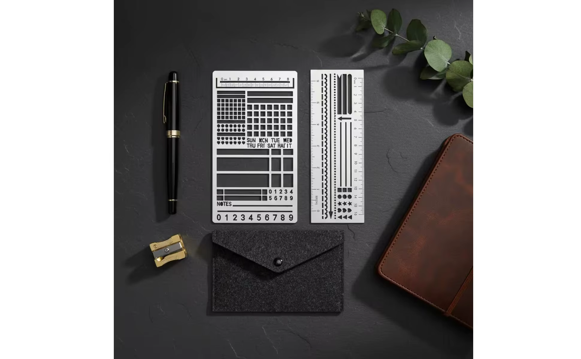 Conjunto completo de plantillas metálicas y estuche